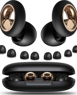 Ear Plugs for Sleeping, 45dB Silicone Ear Plugs for Noise Reduction, Reusable Sleeping Noise Cancelling Earplugs for Snoring, Concert & Shooting Ear Protection with 8 Eartips(Black)