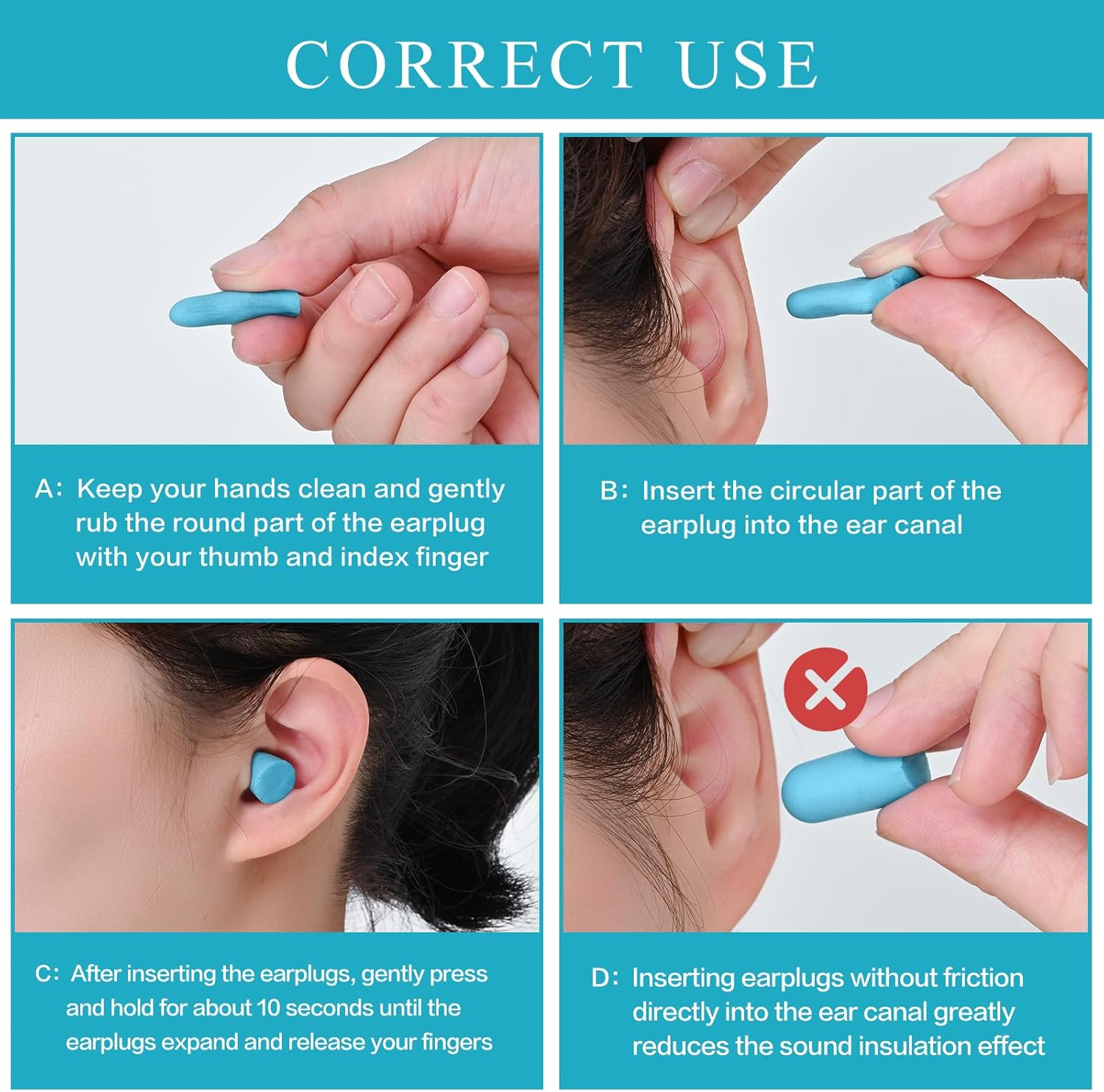 Lenicany 30Pair Soft Foam EarPlugs, 32dB Disposable Sound Blocking Noise Cancelling Ear Plugs for Sleeping/Concerts Loud Music/Shooting Guns/Work Construction, Hearing Safety Protection (Blue) - Image 2