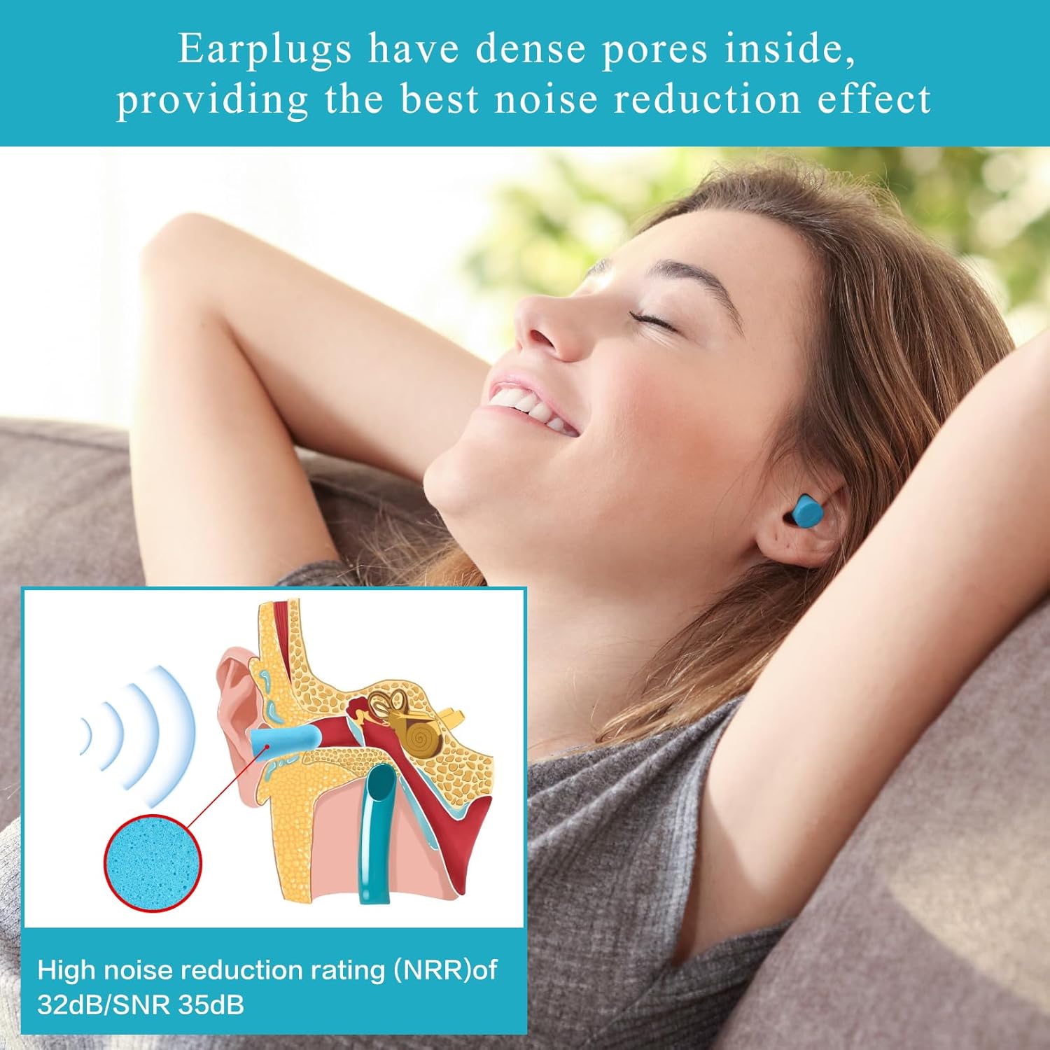 Lenicany 30Pair Soft Foam EarPlugs, 32dB Disposable Sound Blocking Noise Cancelling Ear Plugs for Sleeping/Concerts Loud Music/Shooting Guns/Work Construction, Hearing Safety Protection (Blue) - Image 3