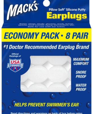 Mack's Pillow Soft Silicone Earplugs, 8 Pair - The Original Moldable Silicone Putty Ear Plugs for Sleeping, Snoring, Swimming, Travel, Concerts and Studying | Made in USA