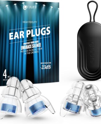 Reure High Fidelity Concert Ear Plugs, Noise Cancelling Silicone Ear Plugs 2 Pairs Great for Concerts Loud Music, Musicians, Motorcycles, Airplanes, Raves, Hearing Protection -23 dB